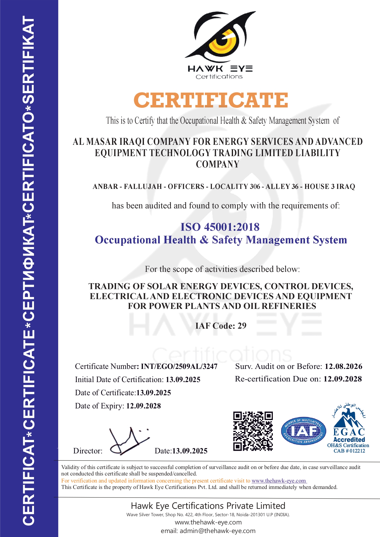 ISO 45001 Certificate